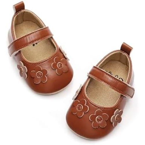 HONGTEYA Baby Girls Shoes Infant Mary Jane Flats Non Slip Newborn Moccasins