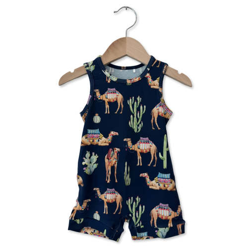 Camel Sleeveless Shorty Romper Luxe Edition | Cotton Bamboo Blend