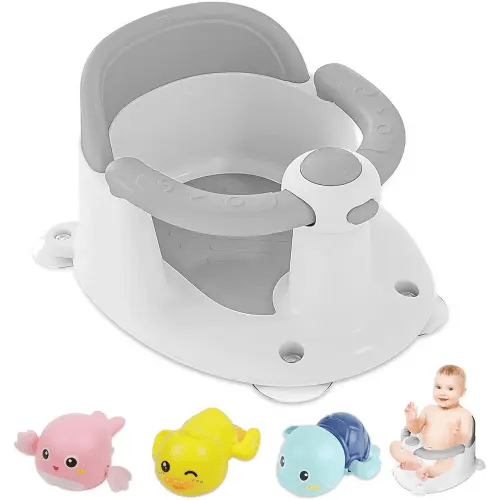 Baby Bath Seat for Babies 6 Months & Up, Bath Seats for Babies Sitting Up, 3 Baby Bath Toys, Open Design, Non-Slip, Compact Toddler Bath Seat.
