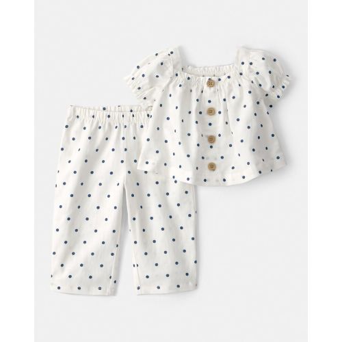 Baby Girl 2-Piece Print Short-Sleeve Tee & Pant Set - White | Carter’s Oshkosh Canada