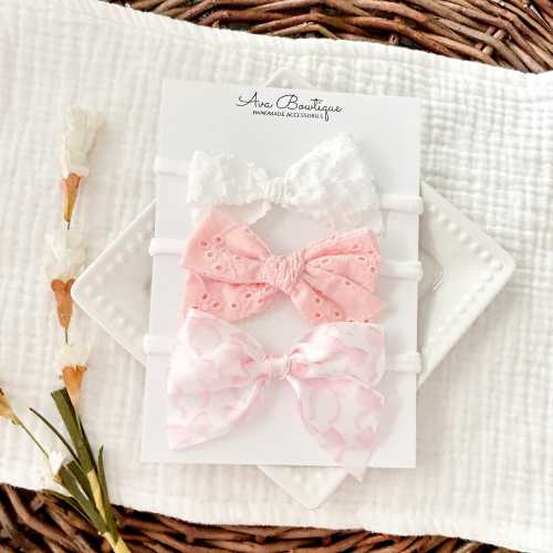 Baby Girls Headband Set - Baby Pink Headband - Baby Shower Headband Set