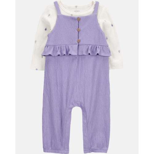 Baby Girl 2-Piece Long-Sleeve Tee & Coverall Set - Purple | Carter's