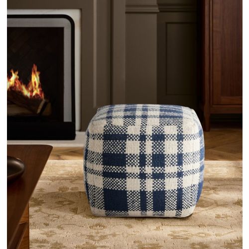 Plaid Wool Pouf