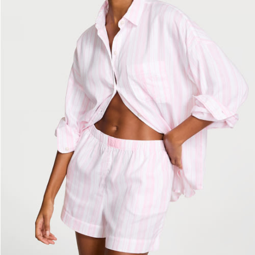 Modal-Cotton Long-Sleeve Short Pajama Set