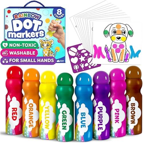 Dot Markers For Toddlers 1-3 - Dot Art Paints Washable For Kids - Includes Printed & PDF Coloring Sheets - Toddler Arts And Crafts for Kids Ages 2-4 - Preschool Learning Activities, Bingo Daubers