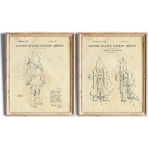 Space Patent Prints Wall Art - Unframed - 11x14s | Explore the Cosmos with this Collection of Vintage Space Patent Prints Wall Art | Farmhouse Décor | Bedroom Wall Décor | Modern Wall Art