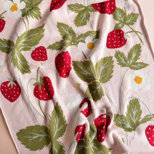Strawberry Bunny Blanket | Organic Cotton Baby Gift – The Blueberry Hill