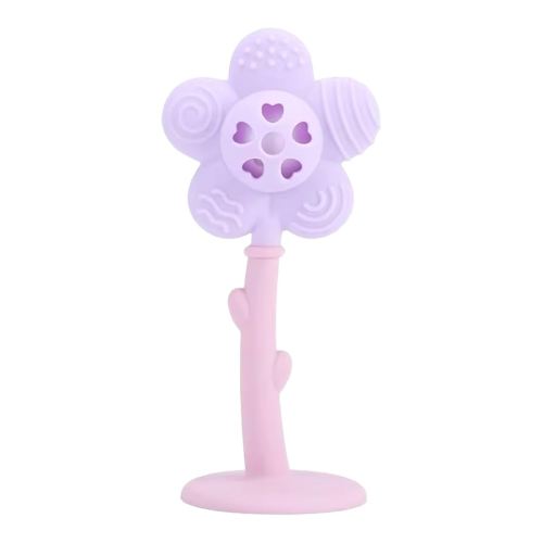 Lily The Flower Baby Rattle Toy | 2-in-1 Silicone Rattle & Teether | Infant Sensory Toy for 0-6 Months | BPA-Free & Safe (Purple)