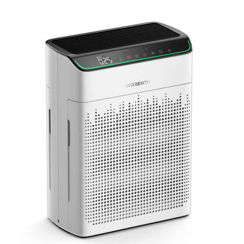 MORENTO Smart Air Purifier for Home Bedroom Large Room Up to 1290 Sqft, Wi-Fi and Alexa compatible, Double-sided HEPA Filter Air Cleaner for Smoke, Dust, Pollen, Pet Hair, Odor, White