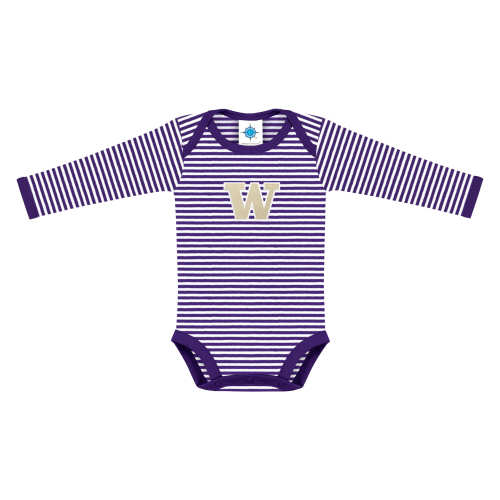 Washington Huskies Stripe Long Sleeve Bodysuit | College Baby