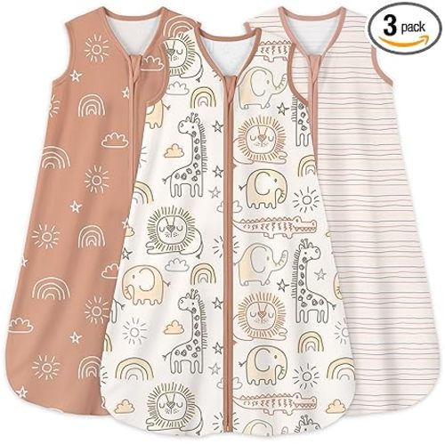 Yoofoss Baby Sleep Sack 0-6 Months 0.5 Tog Wearable Blanket for Baby, 3 Pack 100% Organic Cotton Infant Toddler Sleeping Sack 2-Way Zipper Lightweight Sleep Sack
