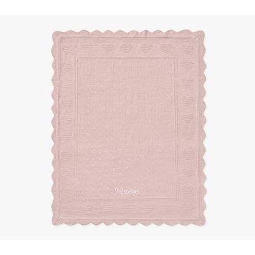 Heart Pointelle Baby Blanket , Blush