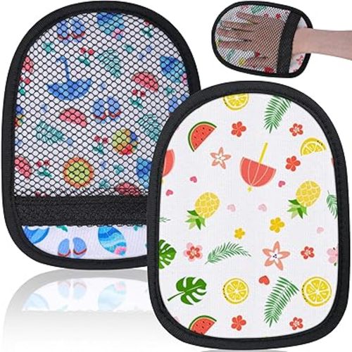 codree 2 Pcs Sand Wipe Off Mitts, Beach Theme Sand Remover for Beach, Beach Sand Remover Cleaner Mitts Bag, Beaches Travel Mitt for Outdoor Activities Volleyball Sandboxes