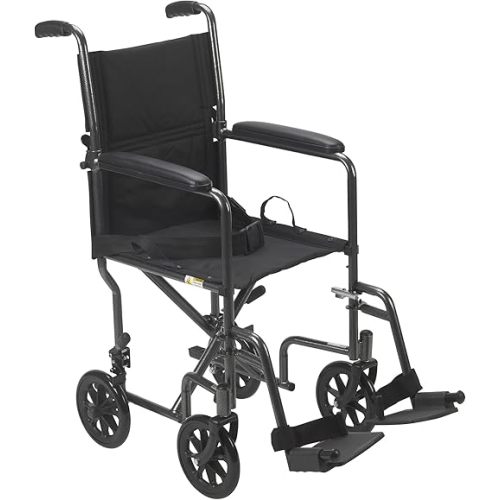 Drive Medical Lightweight Folding Transport Wheelchair - Reliable Mobility Support - Durable Steel Frame - Swing-Away Footrests - Compact Travel Design - Silver