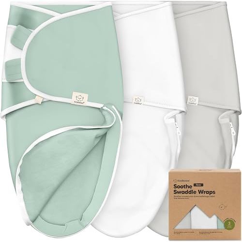 KeaBabies Newborn Swaddles with Zippers, 3pk Baby Swaddle (Sage, 0-3M)