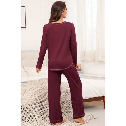 PrinStory Women's Pajama Set 2025 Lounge Sets Long Sleeve Sleepwear Soft 2 Piece Pjs with Pockets