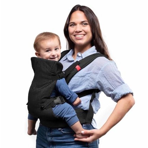 YOU+ME 4-in-1 Breathable Baby Carrier Newborn to Toddler 7–32 lbs – Certified Hip Healthy, Convertible Baby Holder Carrier with Adjustable Seat, 3D Mesh Panels, Detachable Bib & Head Support (Black)