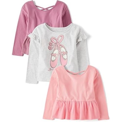 The Children's Place Girls and Toddler Long Sleeve Everyday Casual Knit Shirt