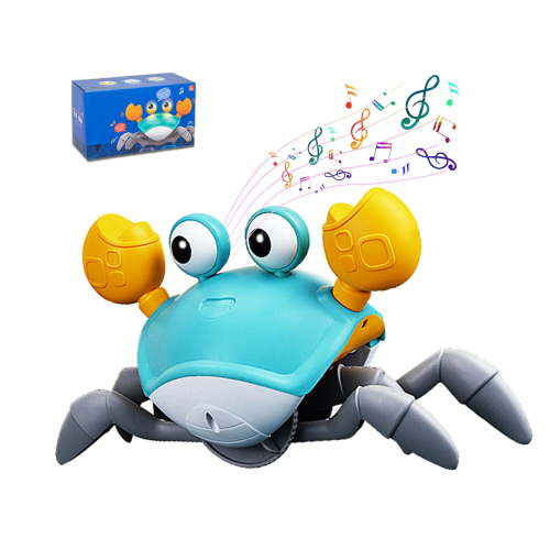 SZBXD Crawling Crab Baby Toy with Music, LED Lights, Automatic Obstacle Avoidance, and USB Charging for Toddlers
