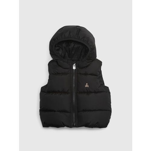 Baby 100% Recycled Medium-Weight Vest in true black, size: 0-6 M