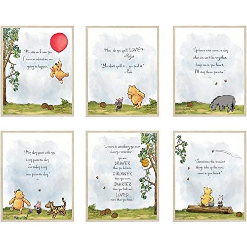 Winnie The Pooh Baby Shower Decorations, Gift Prints - Nursery Wall Art Decor - Baby Bedroom Decor, Nursery Decor, Kids Bathroom, Playroom Wall Decor 11"x14" UNFRAMED