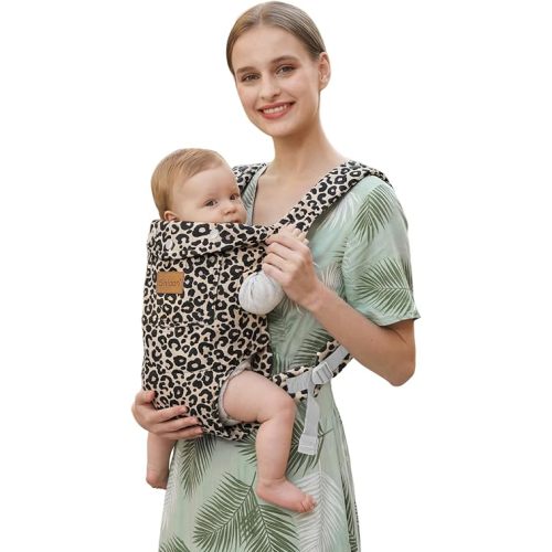 Baby Carrier Newborn to Toddler(8-30lbs), Toddler Carrier Baby Holder Carrier with Adjustable Shoulder Strap, Chest Carriers, Beige Leopard Print