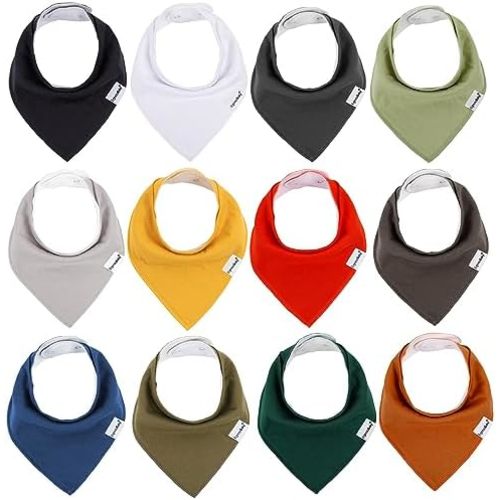 Baby Bandana Drool Bibs for Boys Girls,Super Absorbent Triangle Baby Bibs for Drooling and Teething,100% Cotton Soft for Infant,Newborn 12Pack