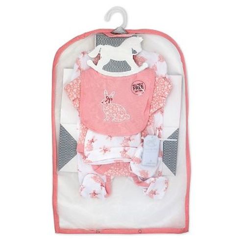 Baby Girls Floral Bunny Layette, 5 Piece Set