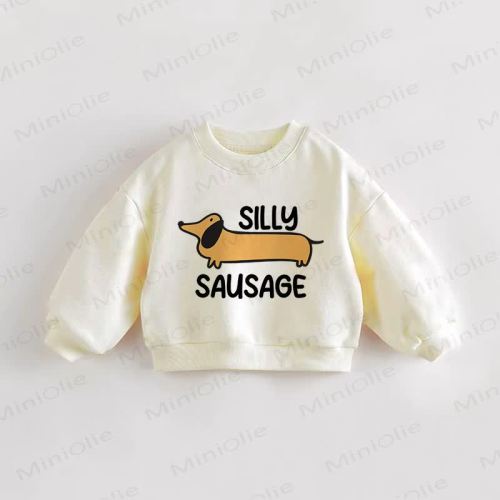 SILLY SAUSAGE Baby Toddler Cream Dog Sweatshirt