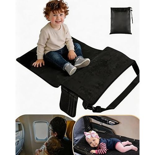 Toddler Airplane Bed, Portable Airplane Seat Extender Travel Bed for Kids, Soft Baby Plane Travel Essentials for Flying, Toddlers Long Flight Must Haves Footrest