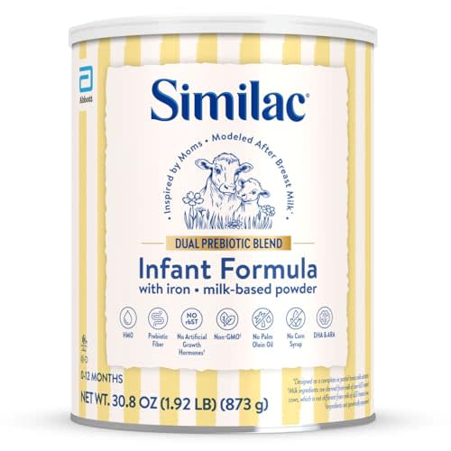 Similac Dual Prebiotic Blend, Baby Formula with Iron, Milk-Based Powder, 0-12 Months, 30.8-oz Can