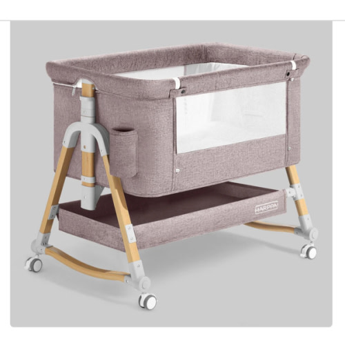 HARPPA Cuddly 3-in-1 Baby Bassinet Bedside Sleeper for Reflux | Attaches to Bed, Adjustable 5 Heights, Non-Toxic & CPSC Certified | Sturdy Aluminum Frame, Portable Wheels, Tool-Free Setup, Gentle Rocking | Perfect for Newborns, Infants, Small Spaces & Saf