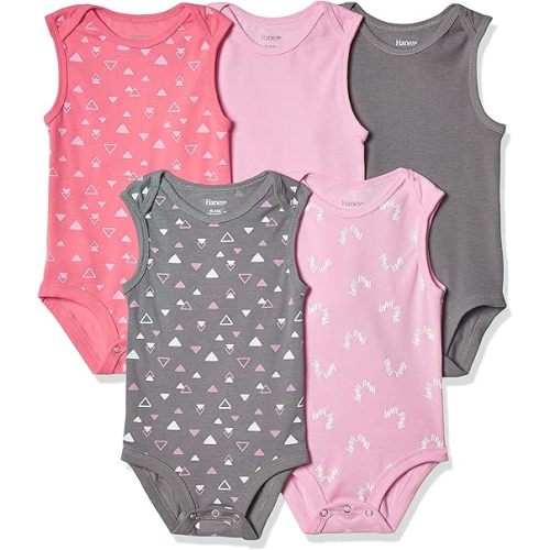 Hanes Baby and Toddler Ultimate Flexy Sleeveless Bodysuit (5 Pack)