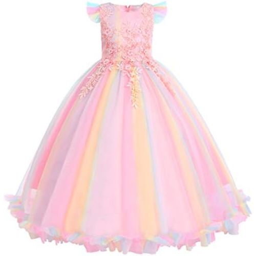 Flower Girls Maxi Dress Bridesmaid Wedding Pageant Party Princess Communion Floral Boho Vintage Lace Dance Gown