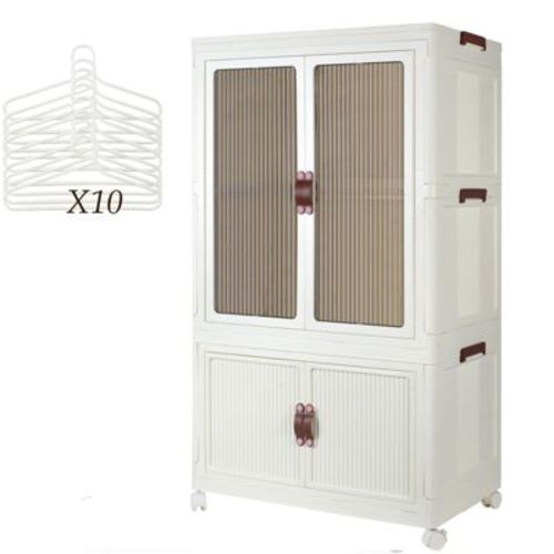 Portable Closet Wardrobe with Wheels, 10 Hangers