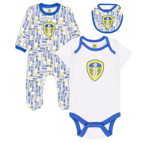 Leeds United Elland Road Print Three Piece Set - White - Baby