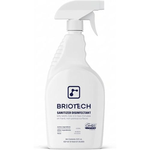 BRIOTECH Sanitizer Disinfectant Hypochlorous Spray, Kill 99.99% of Viruses & Bacteria, Control Mold, Eliminate Odor, Gentle for Nursery & Play Rooms, Food Contact Surface Sanitizer, 32 fl oz