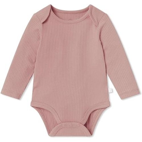 MORI Baby Ribbed One Piece – Long Sleeve, Rose