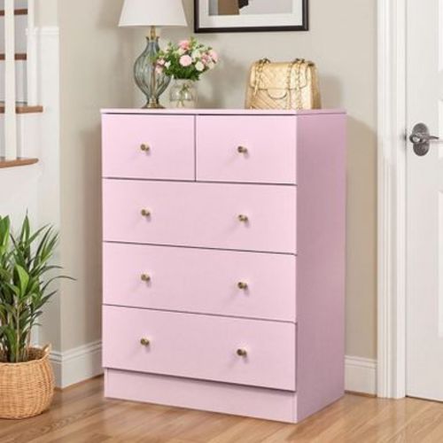 Karl Home 6-Drawer Large Dresser for Bedroom and Chest of Drawers with Sturdy Construction Wood Storage Organizer for Closet In pink