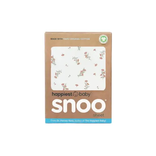 Happiest Baby SNOO Bassinet Fitted Sheet - 100% Organic Cotton Nursery Bedding - Fits SNOO Sleeper Crib Mattress (Ivory Wildflowers)