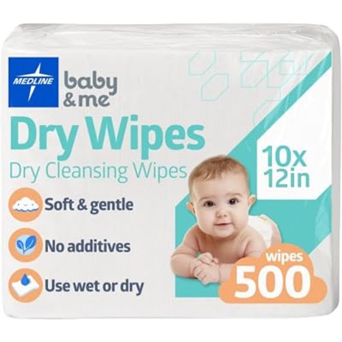 Medline Babysoft For Sensitive Skin Disposable Dry Cleansing Cloths, (Case of 500)