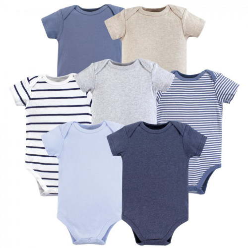 Hudson Baby Short Sleeve Bodysuits, 7-Pack, Newborn- 24 Months