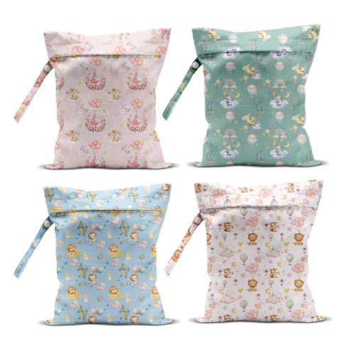4 Pcs Twin Wet Bag for Baby Swimsuit Dirty Clothes Diaper Yoga Gym, Wet Dry Bag, Beach Vacation Essential for Travel Poor Bathing Daycare Soiled Items