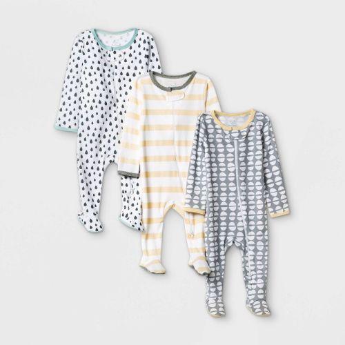 Baby 3pk Dotted Sleep N' Play - Cloud Island™ Yellow/Gray/White