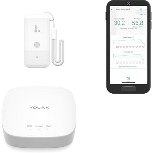 YoLink Smart Wireless Thermometer Hygrometer, Wide Temp Range for Freezer, Fridge, Green House, Pet Cage, App Alerts, Emails, Text/SMS alerts- Hub Included