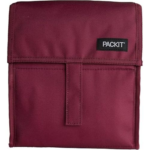 Packit® Freezable Lunch Bag, Ruby, Built with ECOFREEZE® Technology, Foldable, Reusable, Zip and Velcro Closure with Buckle Handle, Designed for Work Lunches and Fresh Lunch On the Go