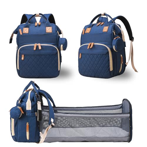 Lamroro Diaper Bag with Changing Station, Waterproof 3 in 1 Baby Diaper Backpack with Foldable Changing Pad, Large Travel Back Pack for Baby Girl Boy, Baby essentials, Blue