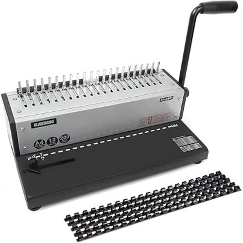 Rayson SD-1201 Binding Machine Punching and Binding with Combs Set - 21 Hole/ 200 Sheets Paper Comb Binder