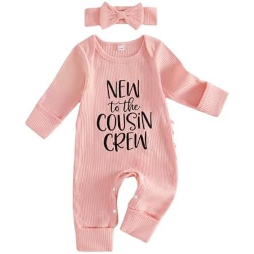 Sejardin Infant Baby Girl Fall Clothes Letter Print Romper Crew Neck Long Sleeve Jumpsuit with Headband Newborn Outfit