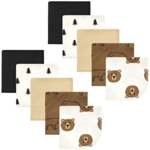 Hudson Baby Flannel Cotton Washcloths, Brown Bear 10 Pack, One Size